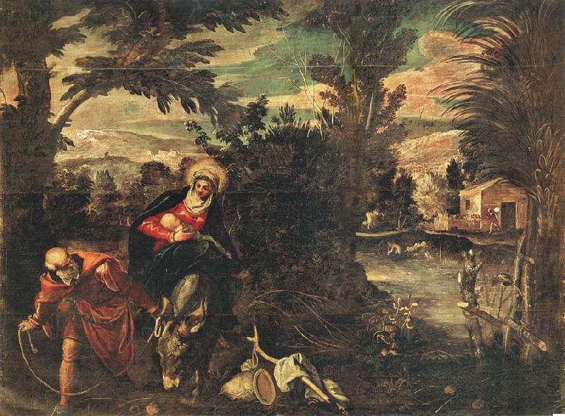 TINTORETTO, Jacopo Flight into Egypt Germany oil painting art
